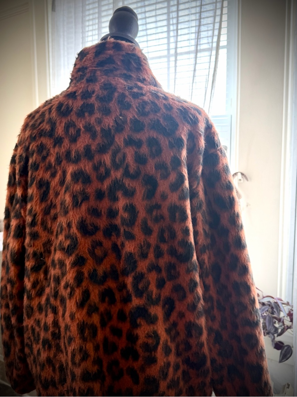 Marine Layer Leopard Funnel Neck Cocoon Coat - Picture 7 of 16